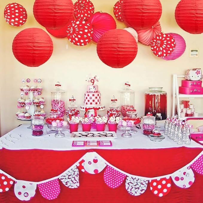 BEISHIDA 12-Inch Red Round Paper Lanterns Decorative Hanging Asia Chinese Japanese Paper Lanterns Lamp for Birthday Wedding Baby Bridal Shower Christmas Home Decor Party Decoration（6 Packs）