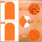 6FT Orange Arch Backdrop Cover - Polyester Fitted Wedding Arch Stand Covers Round Top Chiara Arch Backdrop Cover for Birthday Party Banquet Photo Background Decoration