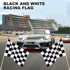 12 Pack Checkered Small Stick Flag 12x18 Inch Black and White Racing Hand Held Race Car Flags Decorations