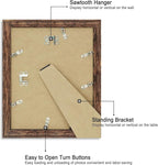 8x10 Picture Frame Set of 4, High Definition Glass Brown Frame, 8 x 10 Wood Rustic Picture Frames for Horizontal or Vertical Table Top and Wall Mounting