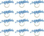 Napkin Rings Set of 6 for Dining Table Decoration Parties Everyday Metal Napkin Holder Leaf Turquoise (Pack of 6)