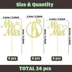 Sotpot 24PCS Miss to Mrs Cupcake Toppers with Ring Gold Glitter for Wedding Bridal Shower Wedding Engagement Party Cake Decorations