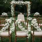 2 Pcs White Artificial Rose Vine Hanging Fake Flowers Garland for Wedding Anniversary Birthday Party Background Arch Garden Home Wall Room Decor