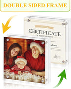 Boxalls 5x5 Acrylic Picture Frame, Clear Frameless 5x5 Inches Photo Frames with Magnetic, Double Sided Transparent Desktop Frame