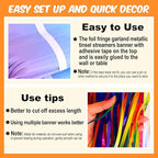 4 Pack 10 Ft Dark Rainbow Foil Fringe Garland Metallic Streamers Tinsel Banner Wall Hanging Garland Backdrop for Parade Floats, Halloween, Christmas, Thanksgiving, New Year Party Decorations