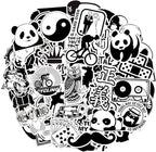 QTL Black and White Stickers for Adults Funny Stickers for Laptop Skateboard Bumper Bike Car Decals Waterproof Vinyl Pack 100Pcs