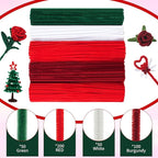 400 Pcs Red Pipe Cleaners for Crafts, 4 Colors Soft Chenille Stems Bulk with Floral Wires, Gardening Tape,Hot Glue Stick，Greeting Card,Bouquet Paper, Pearl & Ribbon, Flowers Craft kit for Christmas