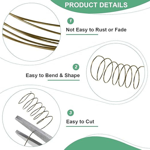 2-Rolls 0.4mm Jewelry Wire, 26 Gauge 328FT Craft Wire Copper Beading Wire for Jewelry Making/Planting/Weaving/DIY Crafting, Soft Metal Wires [100M, Bronze Tone]