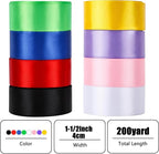 NESCCI 200 Yards Ribbon,1-1/2 Inch Satin Ribbon,Single Face Satin Ribbons, Perfect for Gift Wrapping,Wedding Decoration,Handmade Bows,Wrapping Bouquet, Halloween, Christmas