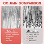 4 Pack Silver Foil Fringe Backdrop Curtains, Tinsel Streamers Birthday Party Decorations, Fringe Backdrop for Graduation, Baby Shower, Gender Reveal, Disco Party