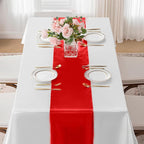 SHEJIZE 20 Pack Red Satin Table Runner 12x108 Inches Long, Bright Silky Smooth Satin Table Runner Table Decor for Wedding Banquet Christmas Prom Event Birthday Party