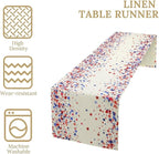 Independence Day Table Runner, 4th of July Red Blue Stars American President Day Holiday Confetti Print Table Cover for Kitchen Dining Table Indoor Outdoor Party, 13x90inch