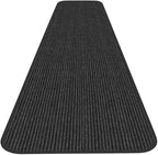 House, Home and More Indoor Outdoor Double-Ribbed Carpet Runner with Skid-Resistant Rubber Backing - Smokey Black - 3 Feet x 25 Feet