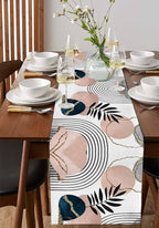 Modern Boho Cotton Linen Table Runner for Dining Kitchen, Wedding Outdoor Party Tablerunners Decoration, Abstract Bohemian Tropical Palm Leaf Dresser Scarf Coffee Tablecloth Runners 13x72 Inches