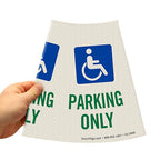 SmartSign 6-Pack "Handicapped Parking Only" Reflective Cone Message Sleeve Collar with Symbol, 360-Degree Visibility, Non-Adhesive Vinyl Signs for Traffic Safety Cones, 3-Side Print [Cone Not Included]