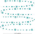 Teal Blue 10th Birthday Decorations Number 10 Circle Dot Star Garland Glitter Streamer Banner Backdrop for Girls Boys Double Digits Cheers to 10 Years Old Birthday 10th Anniversary Party Supplies