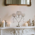 6 Pcs Silver 3-Arm Heart Tea Light Candle Holder - Crystal & Metal Wedding Centerpiece Decor, Sparkling Table Decor for Anniversaries/Romantic Tabletop Home/Dinner Party/Events