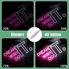 Dream It Wish It Do It Neon Sign Dimmable Letters Neon Light Signs for Wall Decor USB Power Pink White Neon Light for Bedroom Led Neon Sign for Studio Office Bar Gifts