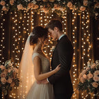 10x10ft Black Tulle Backdrop Curtain with String Lights, Wrinkle-Free Sheer Wedding Backdrop for Birthday Parties, Baby Showers, Bridal Showers, Photo Shoots and Home Decorations, Black