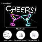 Cheers Neon Sign,Bar Cocktail Neon Sign for Wall Decor,USB Powered,Living Room,Game Room Decor,for Adult Boys Girls Bedroom Restaurant Hotel Party Birthday(16.5x11.5in)