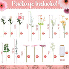 Hoteam 51 Pcs DIY Flower Garland Artificial Hanging Wildflower Backdrop Set Fake Rose Eucalyptus Daisy Poppy Wild Flower Decor for Wedding Party Birthday Home Garden (White,Champagne,Pink)