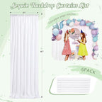 White Backdrop Curtain for Wedding Parties - 2ftx8ft Sparkly Sequin Fabric Drape 6 Panels White Curtain Baby Shower Birthday