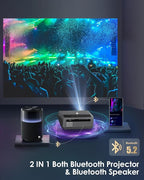 Smart 4K Projector Movie Gaming Karaoke TV, 2300 ANSI High Brightness Ultra HD Proyector Indoor Daylight, NFC, Auto Focus, WiFi 6, Bluetooth, DSP Audio, HDMI, Outdoor Home Theater/Bright Room, 2025