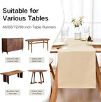 Farmhouse Beige Table Runner Dining Table Runners 90 Inches Long Coffee Table Runner for Dresser Living Room Bedroom Holiday Party Banquet 12X90 Inch