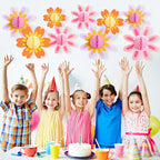 SUNBEAUTY 9 PCS 10 Inches Daisy Birthday Party Decorations - Groovy Flower Spring Sun Retro Hippie Baby Shower Decor