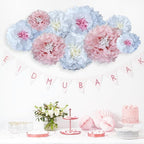 Pink Paper Flowers Decoration-Blush Pink Cream Colorful Paper Pom Poms Wall Decor for Baby Showers, Weddings, Graduations, Tea Parties, Engagement
