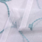 Embroidery Sheer Curtains Blue 63 Inches, Rod Pocket Voile Drapes for Living room, Bedroom, Window Treatments Wave Diamond Semi Crinkle Curtain Panels for Yard, Patio, Villa, Set of 2, 52"x 63".
