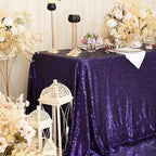 SquarePie Sequin Tablecloth 60 x 120 Inch Purple Sparkly Table Cloth for Halloween Wedding Party