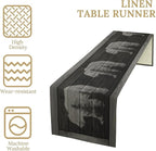 Rustic Country Bear Table Runner, Black Wood Wooden Cabin Wild Animals Hunting Table Cloth for Home Kitchen Dining Table Runner 13x36 Inch