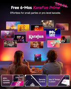 Ikarao Portable Karaoke Machine for Adults, Built-in Lyrics Display and Screen, 2 Self-Charging Wireless Microphones, Karaoke App, 140W Speaker, Connects to TV for Home Party Birthday Outdoor Camping