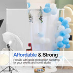 EMART Backdrop Stand 10x8.5ft(WxH) Photo Studio Adjustable Background Stand Support kit with 2 Crossbars, 8 Clamps, 2 Sandbags and Carry Bag for Parties, Events Decoration, Wedding, Photography -White