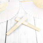 URATOT 48 Pieces White Folding Fans Silk Bamboo Folding Fans Handheld Fan for Wedding, Party Decoration