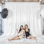 10x10 ft White Glitter Backdrop Curtain for Parties, Wrinkle Free Glitter Photo Backdrop Drapes 2 Panels 5x10FT Shimmer Back Drop Cloth for Wedding Birthday Baby Shower Photography Background Decor