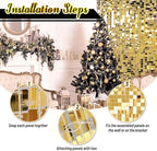 Kate Square Light Gold Sequin Wall Panels Shimmer Wall Birthday Party Backdrop Decorations (Pack of 12)