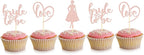 Sotpot 24PCS Bride to Be Cupcake Toppers with Heart Rose Gold Glitter Dress Bridal Shower Cupcake Picks for Wedding Bridal Shower Wedding Engagement Party Cake Decorations