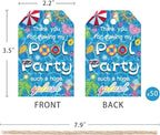 50pcs Pool Party Thank You Tags, Summer Beach Themed Gift Tags for Baby Shower and Birthday Party Favors Decoration (Pool)