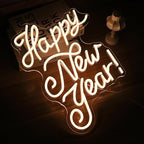 Happy New Year Neon Sign Warm White Led Neon Lights for Wall Decor Usb New Year Light Up Signs for New Year Party Decor Home Bedroom Indoor Decorations