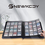 Snekdy premium 1024-pocket trading card binder, 16-pocket cards album, waterproof PU-leather Cover album with side loading, holds gaming, baseball, basketball & sports cards (Blue)