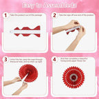 20 Pcs Pink Hanging Paper Fan, Hanging Honeycomb Round Paper Fans for Weddings, Birthdays, Christmas, Baby Showers, Classroom, Events Ceiling Party Supplies Decorations
