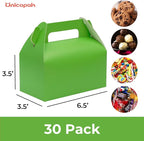 UnicoPak 30 Pack Green Gable Treat Boxes Party Favor Goodie Bag Boxes for Candy Treats Snacks Cookie Toys for Birthday Party Special Events, 6.5x3.5x3.5 Inches