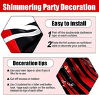 6 Pack Black Red Foil Fringe Curtain Backdrop, 3.28Ft x 8.2Ft Metallic Tinsel Foil Fringe Streamer Curtains for Photo Booth, Birthday, Wedding, New Year Party Decorations