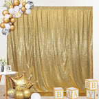 SquarePie Sequin Backdrop Less See Through Thick Background for Photography Glitter Curtain Party 6FT x 8FT Gold