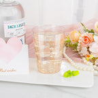 DaYammi 100 Pack 10oz Pink Plastic Cups, Premium Disposable Rose Gold Glitter Plastic Cups for Martini and Cocktail, Hard Clear Disposable Cup with Pink Glitter Perfect for Fancy Wedding Party