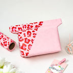 WRAPAHOLIC Reversible Leopard Wrapping Paper - Mini Roll - 17 Inch X 33 Feet - Hot Pink Girls Birthday Wrapping Paper for Birthday, Holiday, Baby Shower