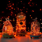 ANJAYLIA 2 Pack Orange String Lights for Halloween Battery Operated Fairy Lights, Twinkle Firefly Lights for Garden, Thanksgiving Day, Christmas Indoor Decoration