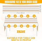 Xinnun 6 Pack Burlap Table Runner with LED String Lights, Modern Rustic Lace Natural Vintage Boho Jute Wedding Table Decor for Farmhouse Thanksgiving Christmas(Wedding Lace LED,12x108 Inches)
